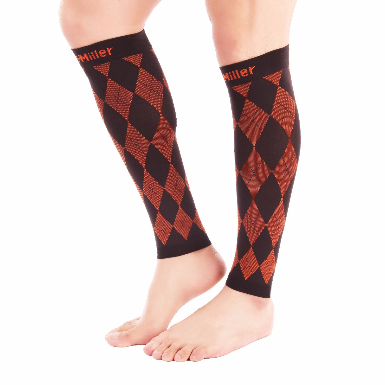 Doc Miller Calf Compression Sleeve Recover Varicose Veins 20-30mmHg BLACK/ORANGE
