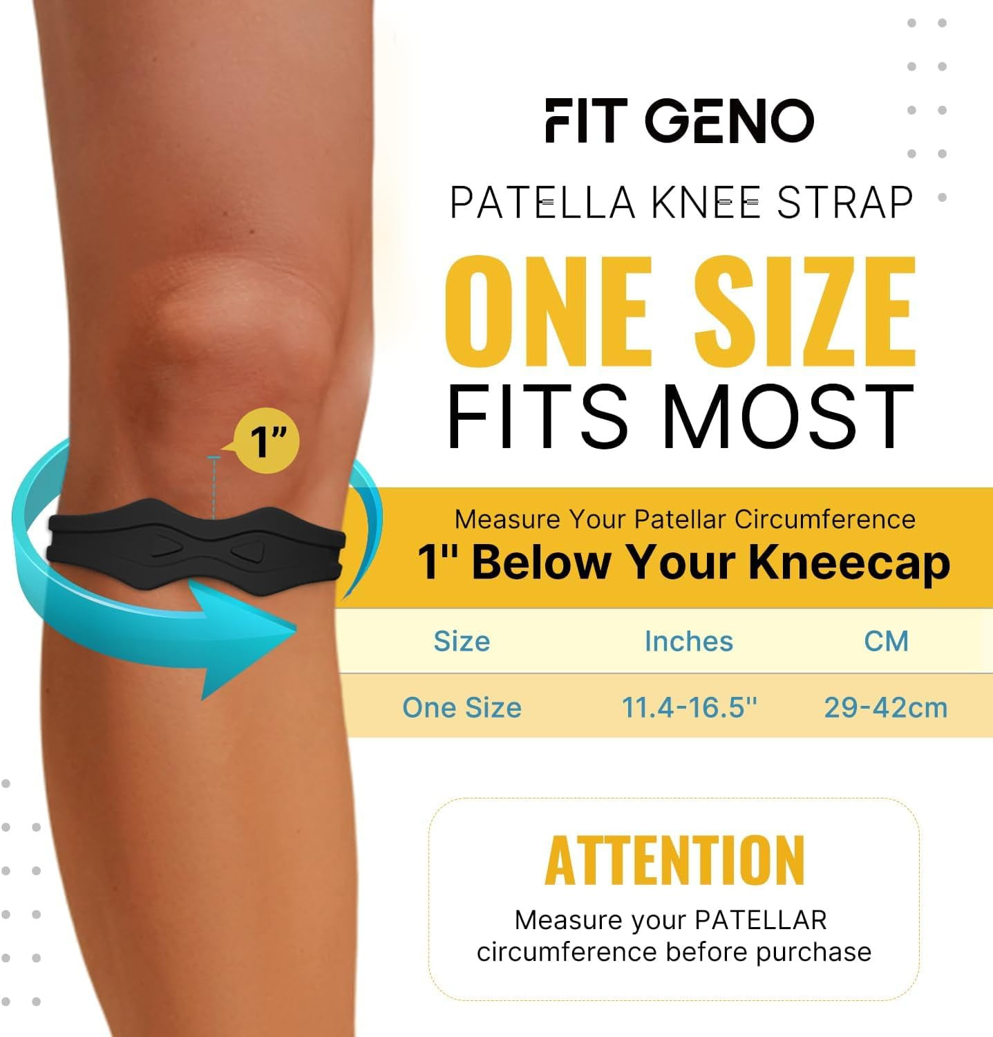Fitgeno Knee Strap Patella Support: Knee Band for Patellar Tendon Pain Relief –