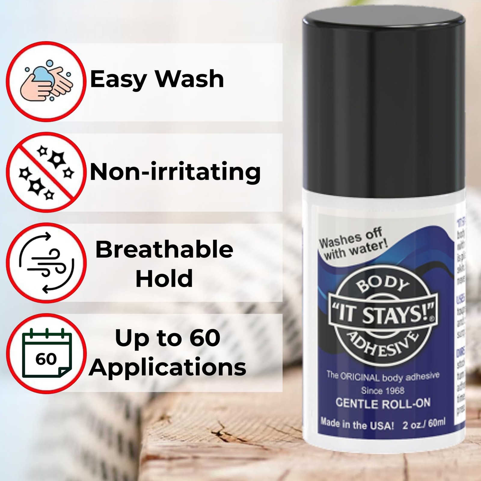 – It Stays Roll On Body Adhesive, 2 fl oz – Butt Glue for Dancers Roll On – B…