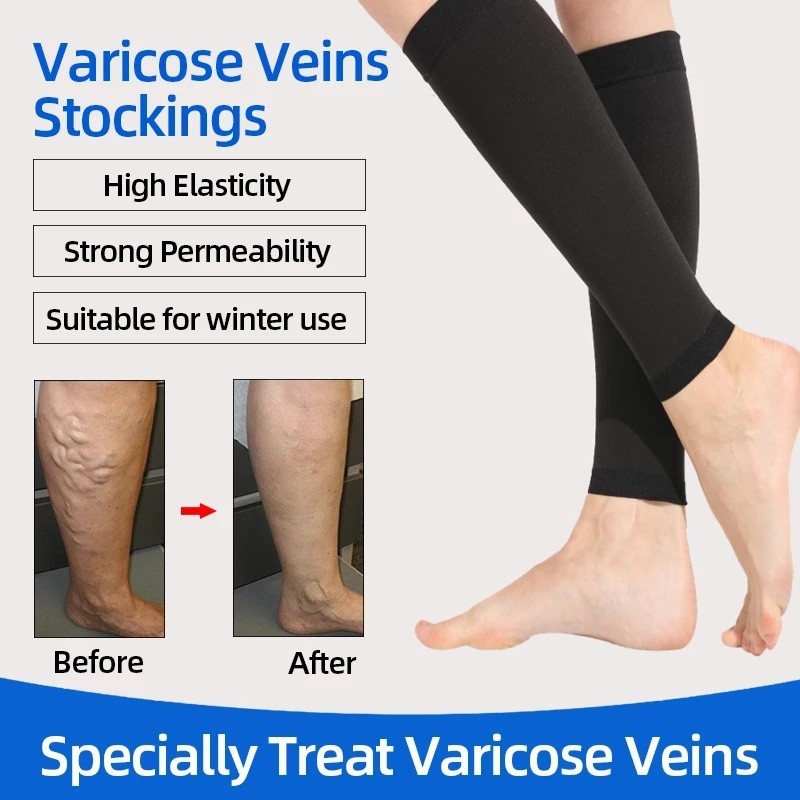 Compression Calf Sleeve 20-30mmHg Footless Socks Leg Support Skin Unisex 1 Pair