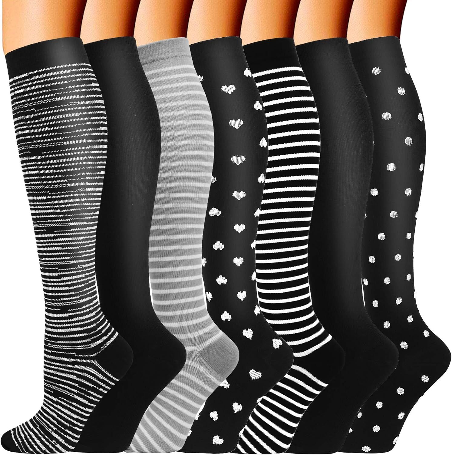 Double Couple 7 Pairs Copper Compression Socks for XX-Large, Multicoloured 2