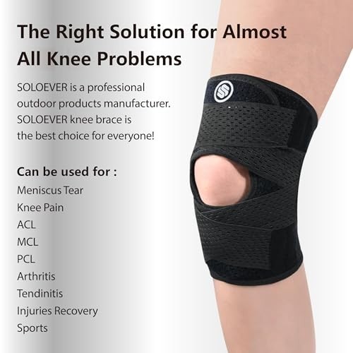 Knee Brace with Side Stabilizers for Knee Pain, Adjustable Knee Support for Meni