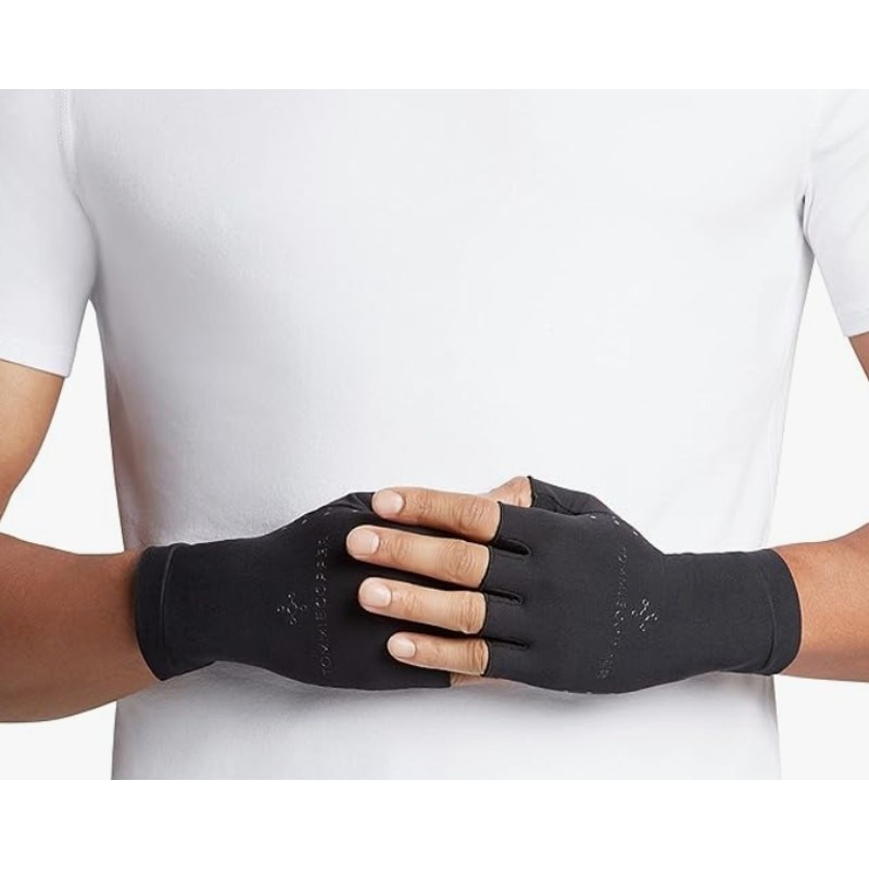 Tommie Copper Core Compression Half Finger Gloves, Black, Unisex Sz Medium, NWT