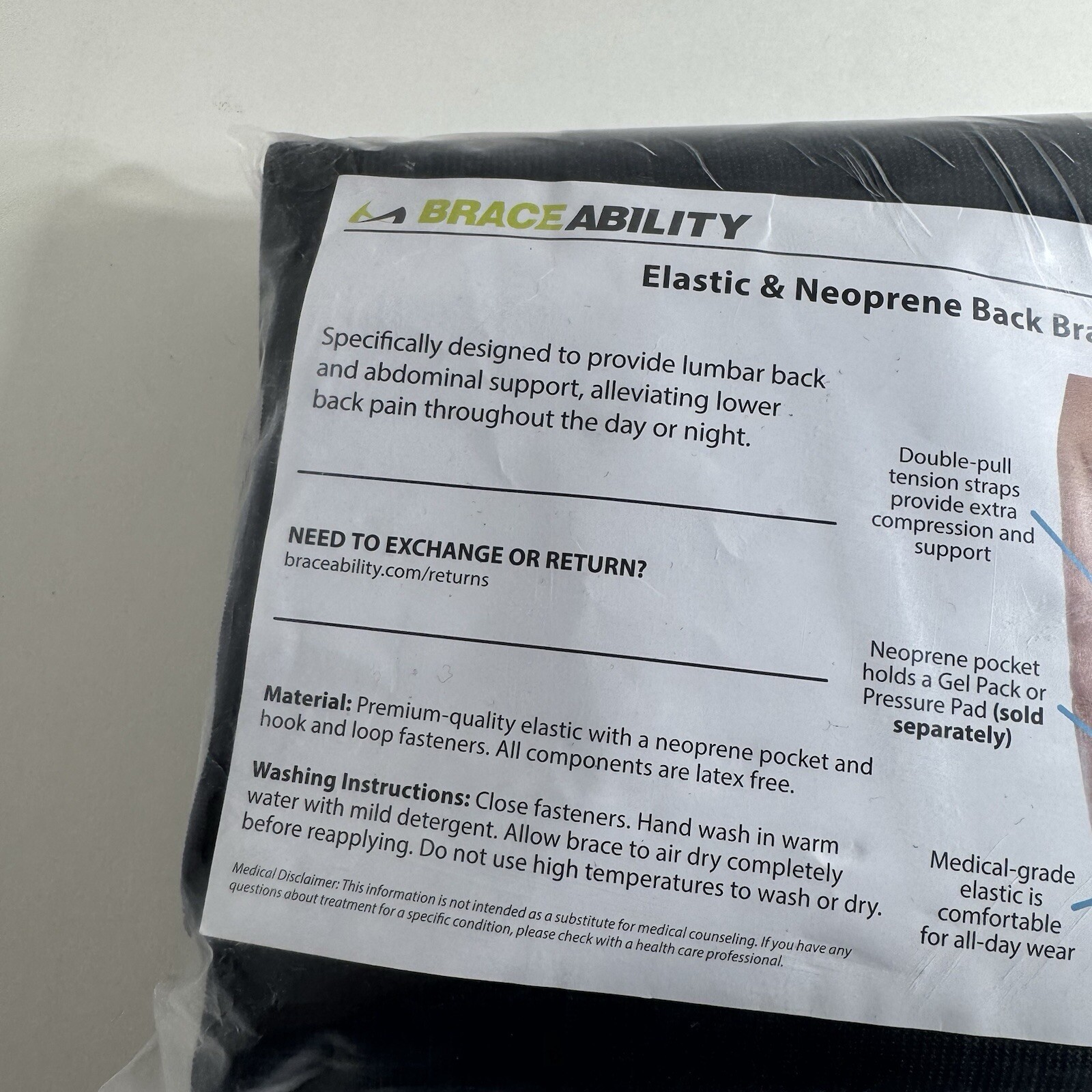 BraceAbility Plus Size Elastic & Neoprene Compression Back Brace Size 4XL New