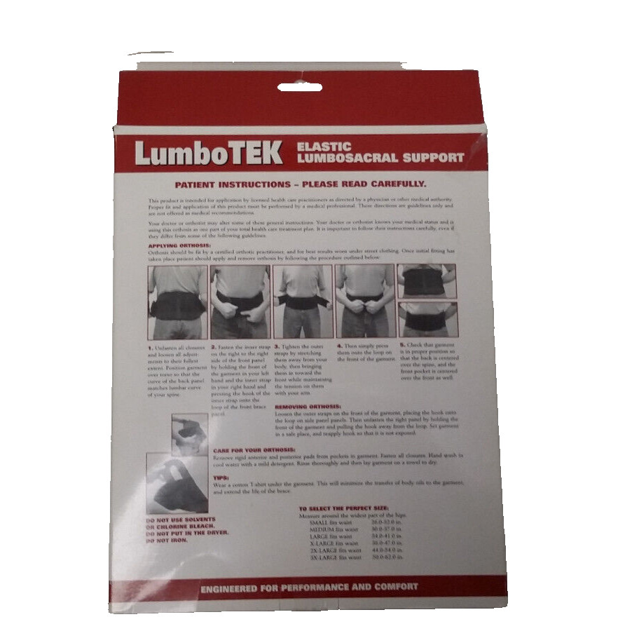 OTC LumboTek Lumbosacral Support with 11 Back Inserts, XL, Black, (2895-BL11-XL)