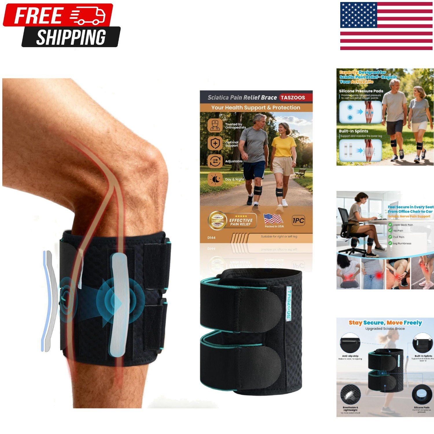 Sciatica Pain Relief Devices Sciatic Nerve Brace with Dual Adjustable Pressu…