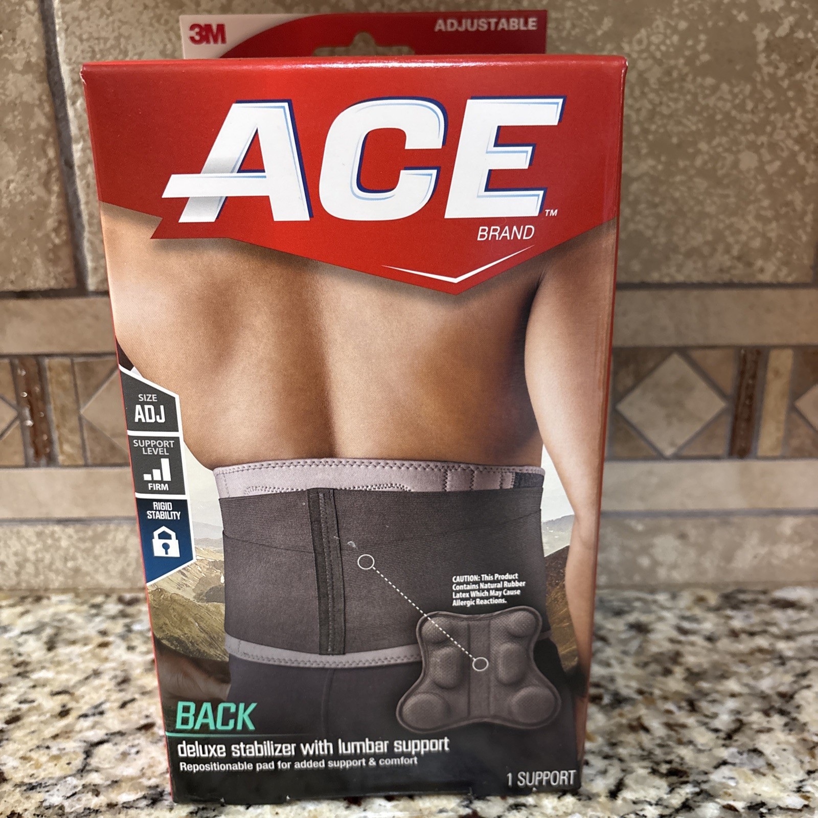 NEW ACE Back Deluxe Stabilizer With Lumbar Support (Gray) One Size Adjustable
