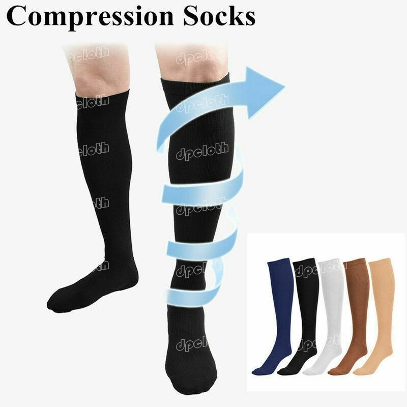(6 Pairs) Compression Socks Knee High 15-20 mmHg Graduated Mens Womens S-XL