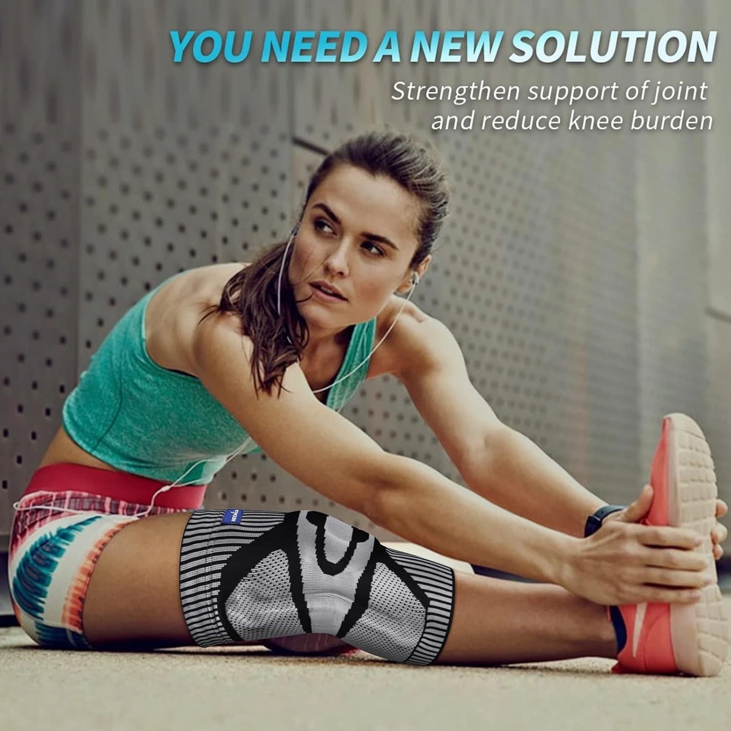 Medical Compression Knee Sleeve with Stabilizers & Patella Support – Black-Gray