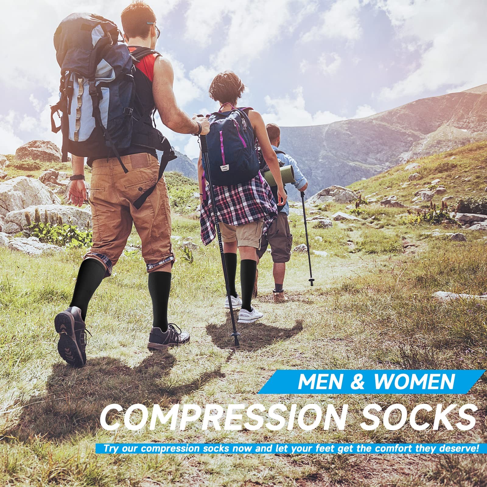 Open Toe Compression Socks Women & Men-2 Pairs 15-20 mmHg Knee High Stockings…