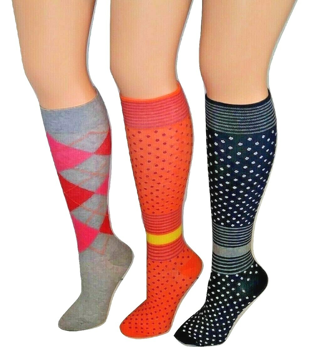3 pair Compression 9-11 Knee Hi Socks 8-15 MMHG Graduated Dr. Shams Support Sock