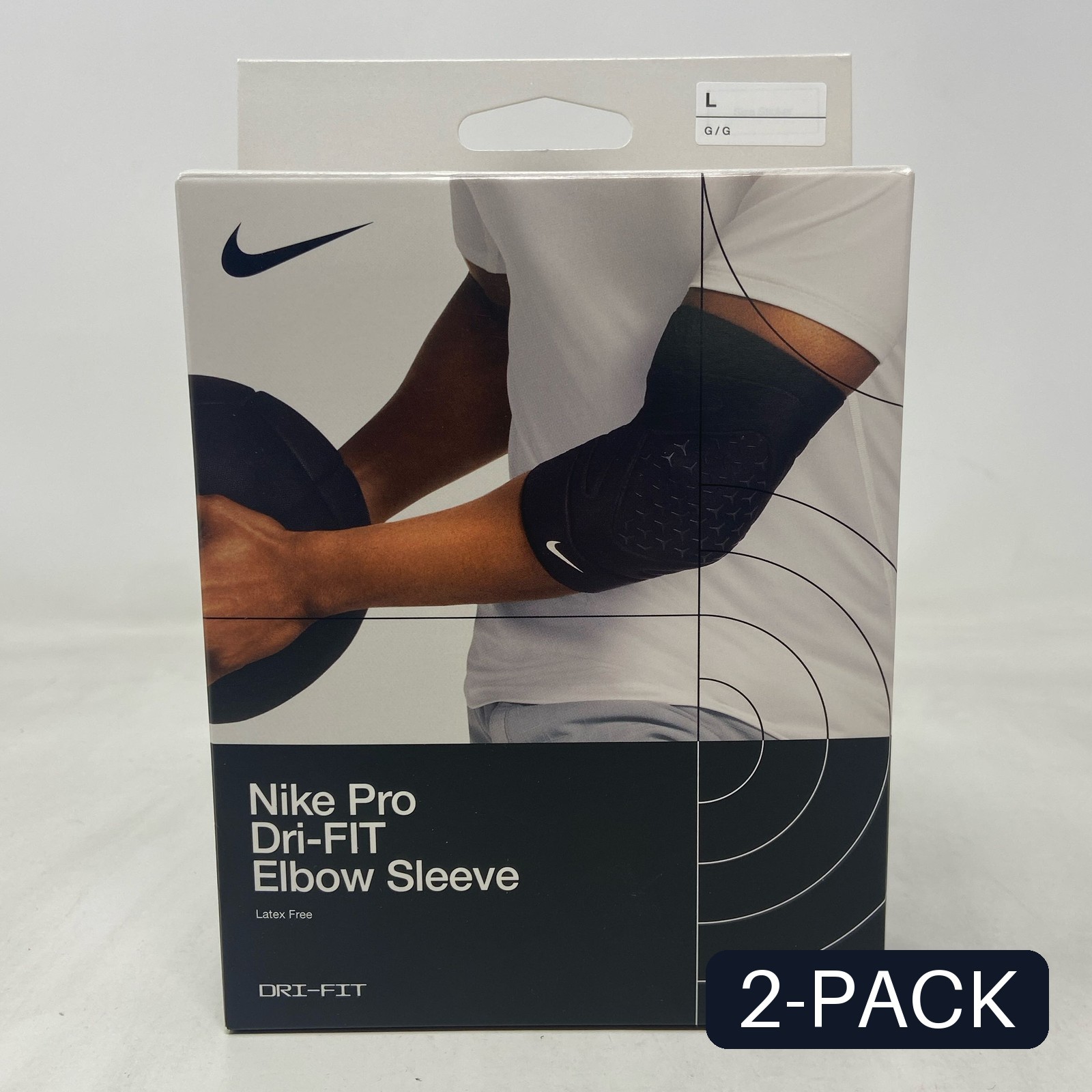 Nike Pro Dri-FIT Elbow Sleeve 3.0 Black/White – L (Single) – 2 PACK
