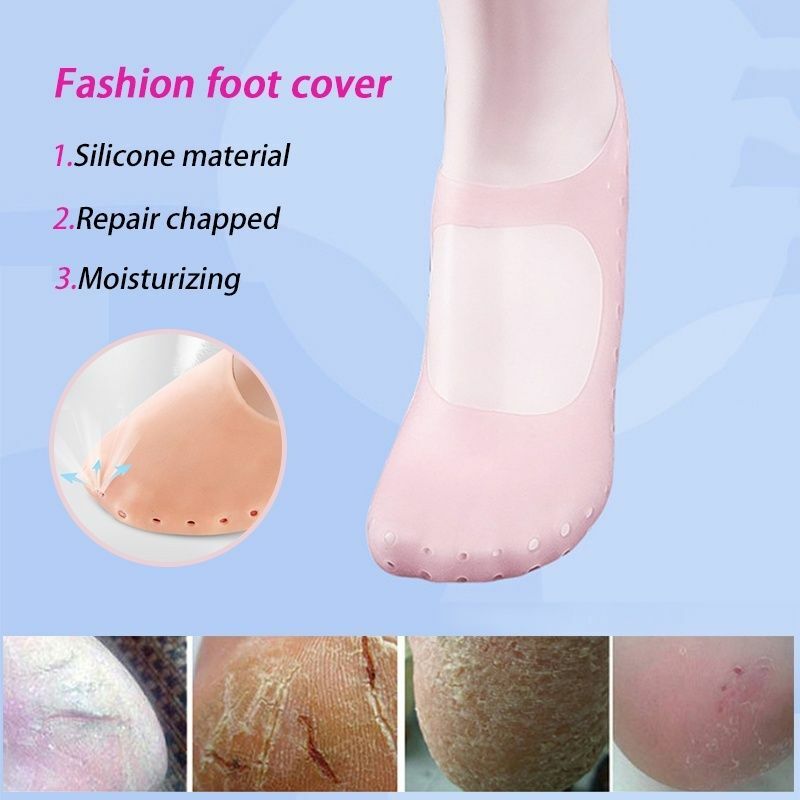 Silicone Gel Solid Thin Heel Socks Cracked Foot Skin Care Protector Feet Case
