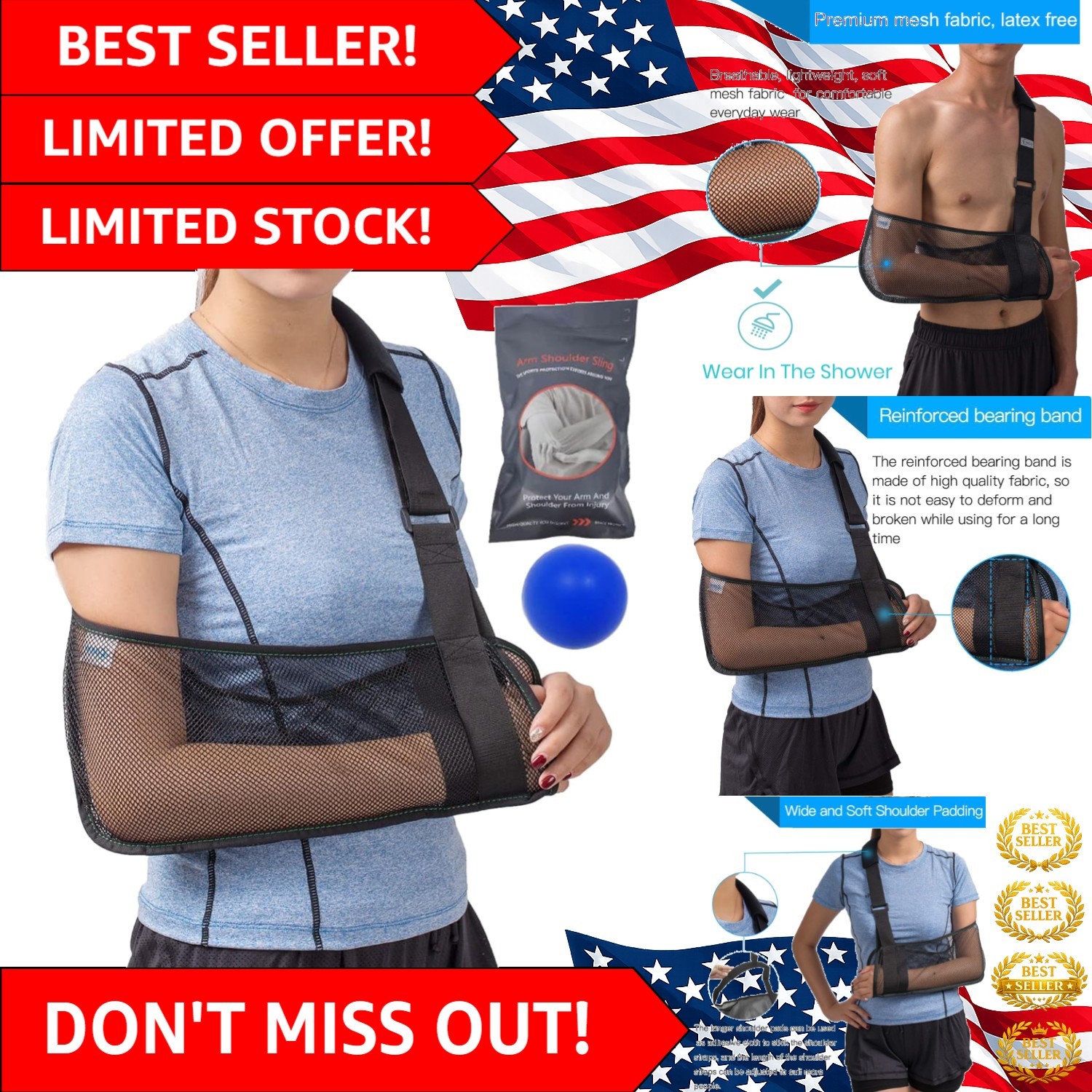 Breathable Mesh Arm Sling – Adjustable Shoulder Immobilizer for Injury Recovery
