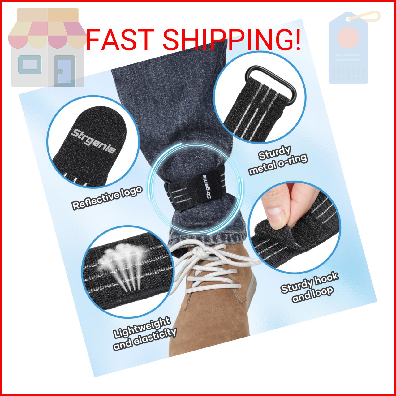 Strgenie Elastic Ankle Straps, Cowboy Boot Straps, Adjustable Elastic Pant Leg S