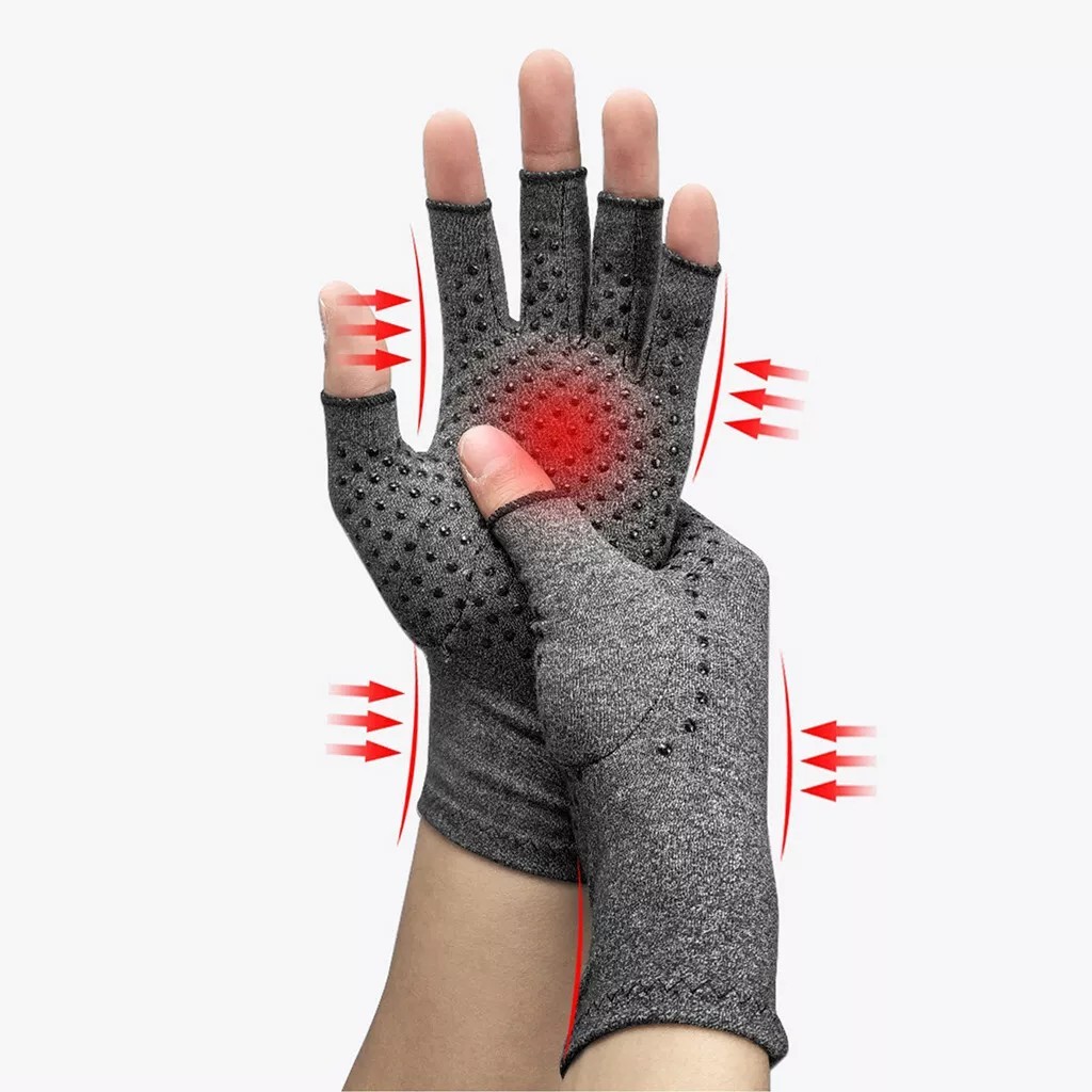 Compression Gloves Anti Arthritis Fingerless Pain Relief Joint Support With Grip