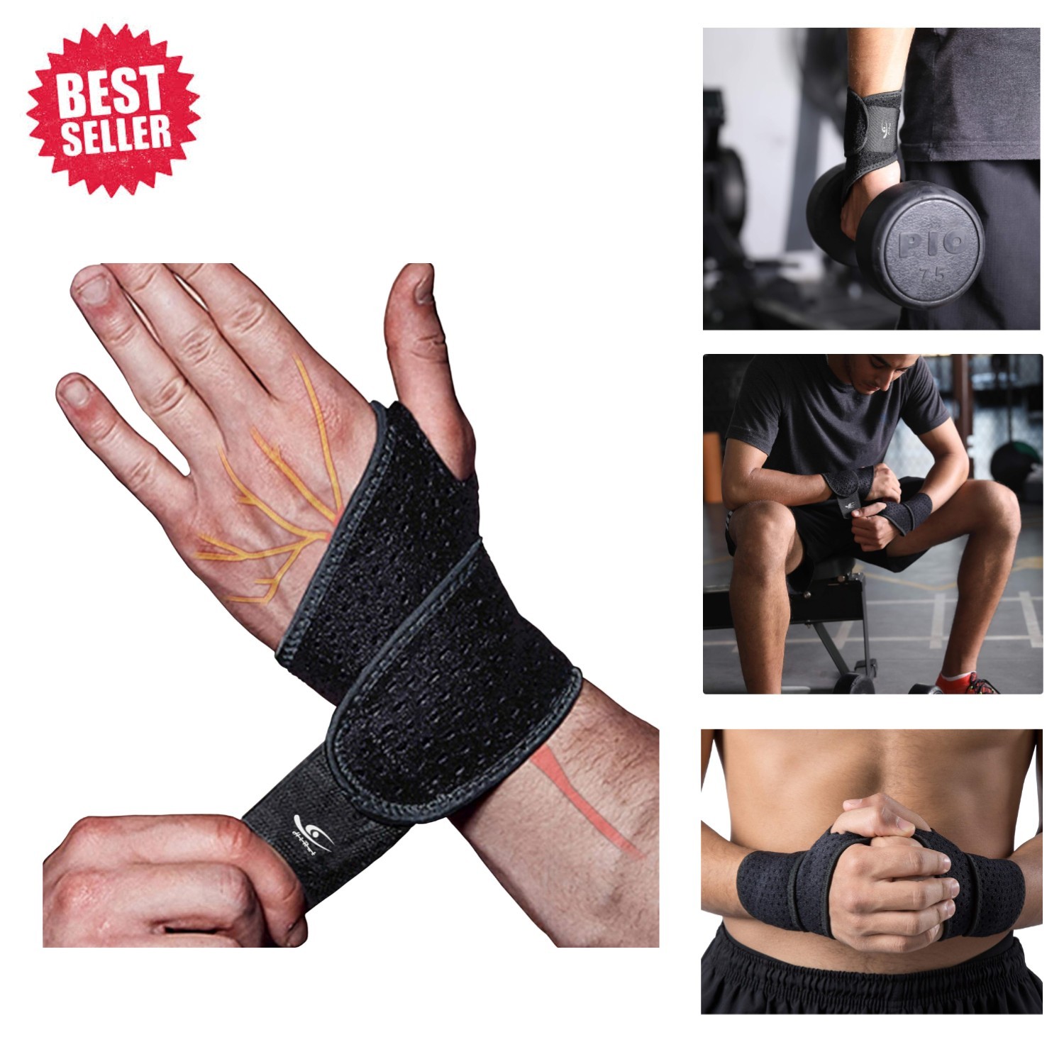 2 Pack Hook-and-Loop Wrist Support – Ideal for Tennis, Weightlifting & More