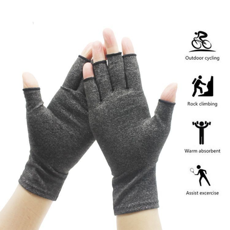 Copper Compression Arthritis Gloves Hand Wrist Support, Pain Relief Fingerless