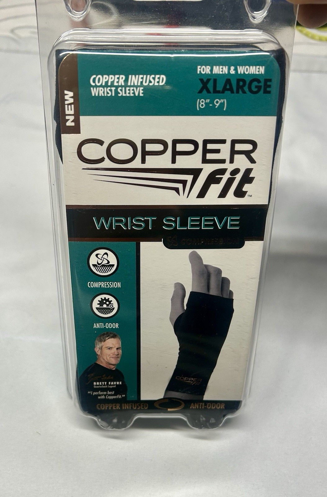 Copper Fit Copper Infused Compression Wrist Sleeve XL Black Anti-Odor