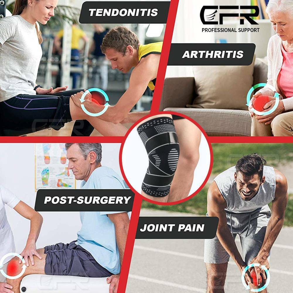 Knee Support Brace Copper Compression Sport Joint Pain Arthritis Relief Sleeves