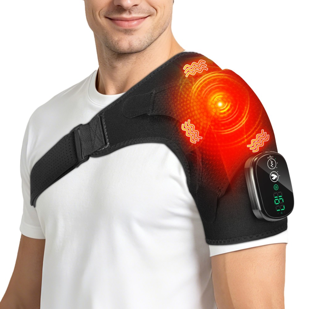 5000amh Heated Shoulder Massager With Vibration Massage Brace Joint Pain Relief