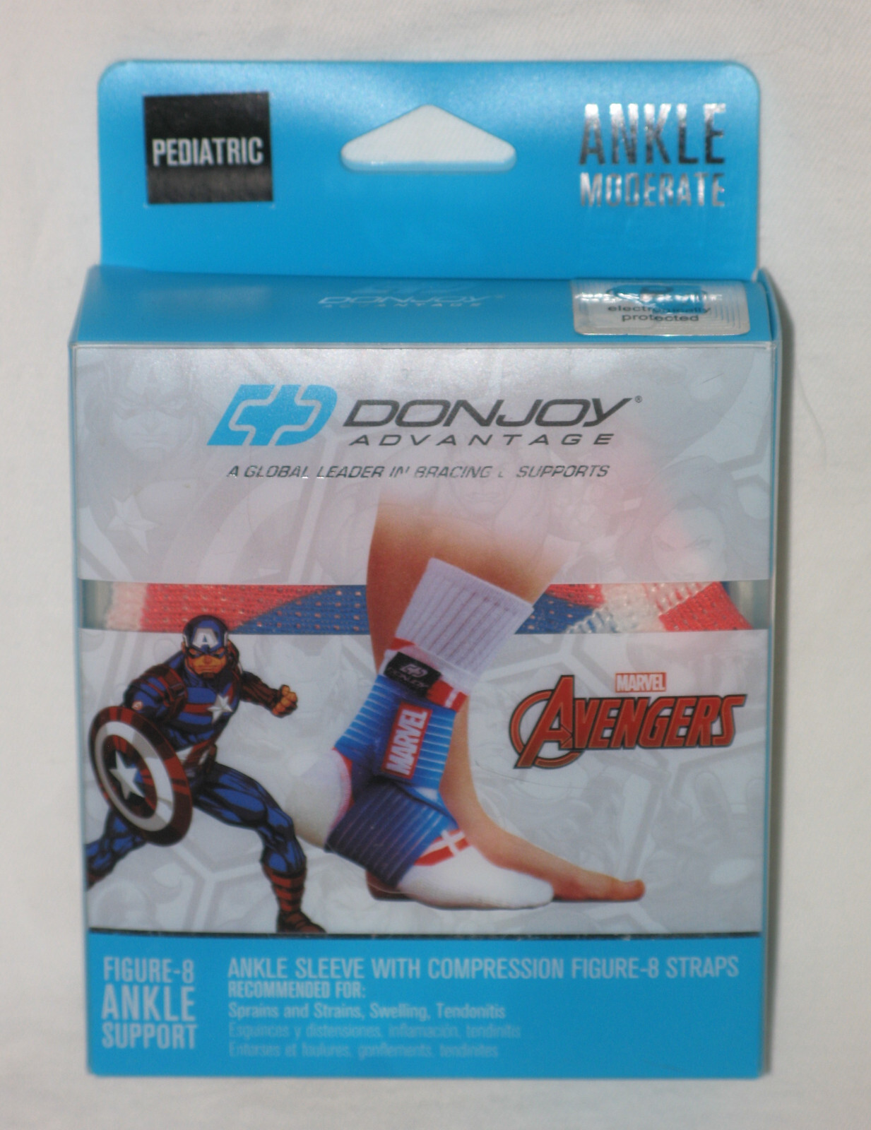 DonJoy Advantage Ankle-Sleeve w Compression Figure-8 Strap Pediatric Sz Marvel