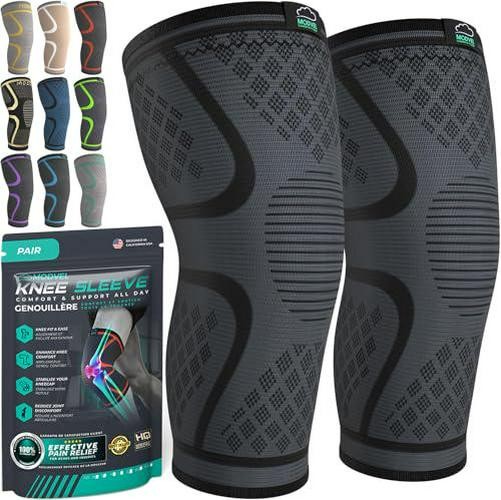 MODVEL 2 Pack Compression Knee Braces for Men and Women Knee Support Sleeves for