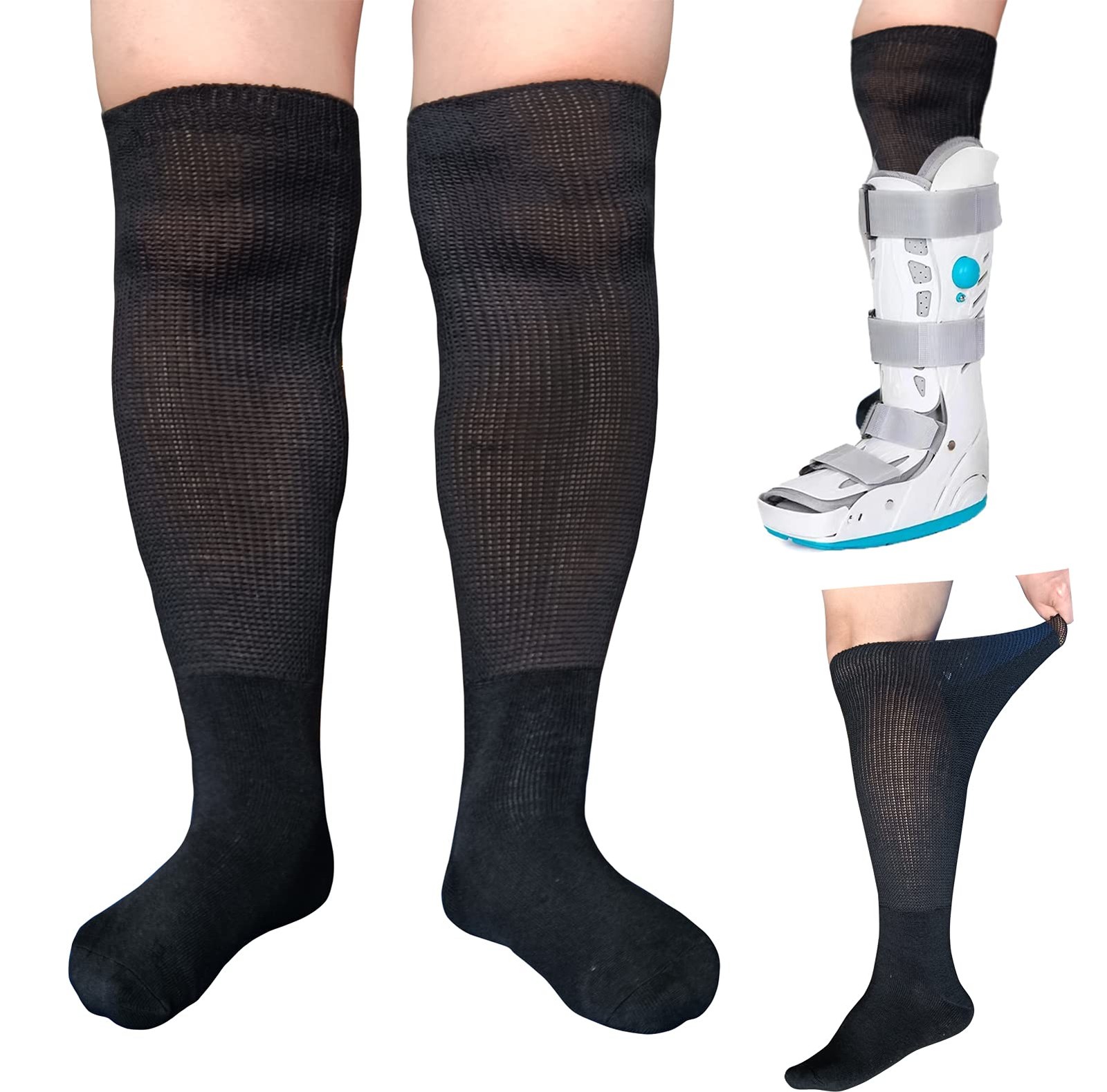 CIRZUEX 2 Pairs Walking Boot Socks Air Cam Walker Brace Fracture Boot Orthope…