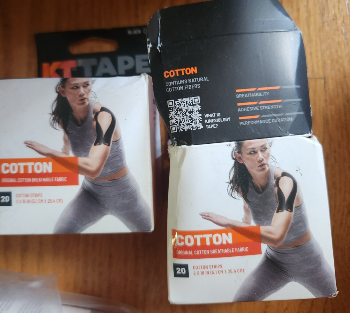 LOT OF 2 X KT Tape, 20 Cotton Strips BLACK , 2 x 10 in.boxes