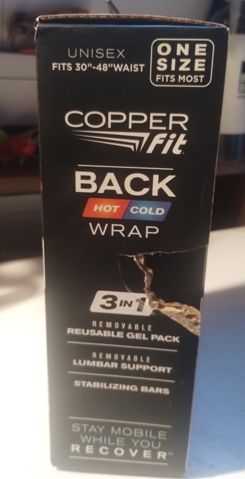 NEW IN BOX Copper Fit Rapid Relief 3-In-1 Hot/Cold Therapy Back Support One Size