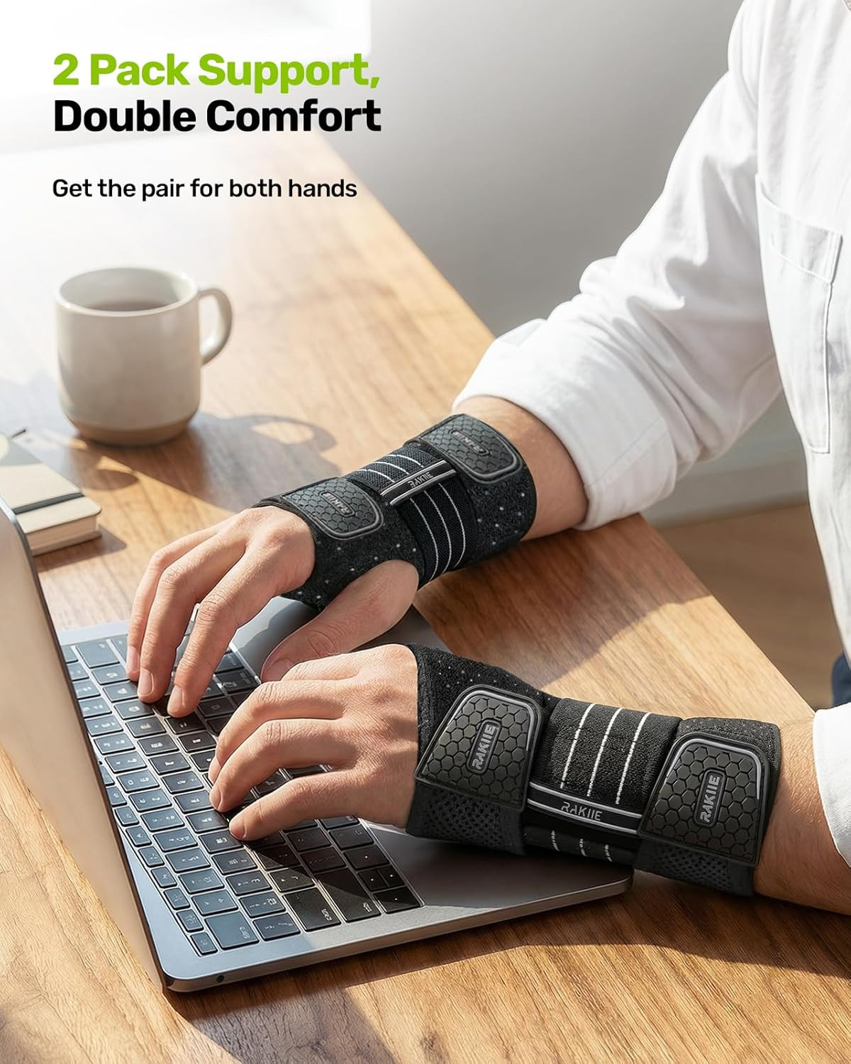 2 Pack Carpal Tunnel Wrist Braces, Adjustable Wrist Support Splint for Night Sle