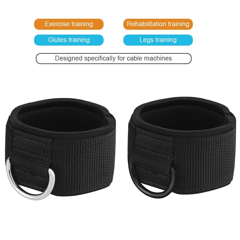 Adjustable Ankle Wrist Cuffs,Padded Straps For Cable Machine Leg Exercises,Black