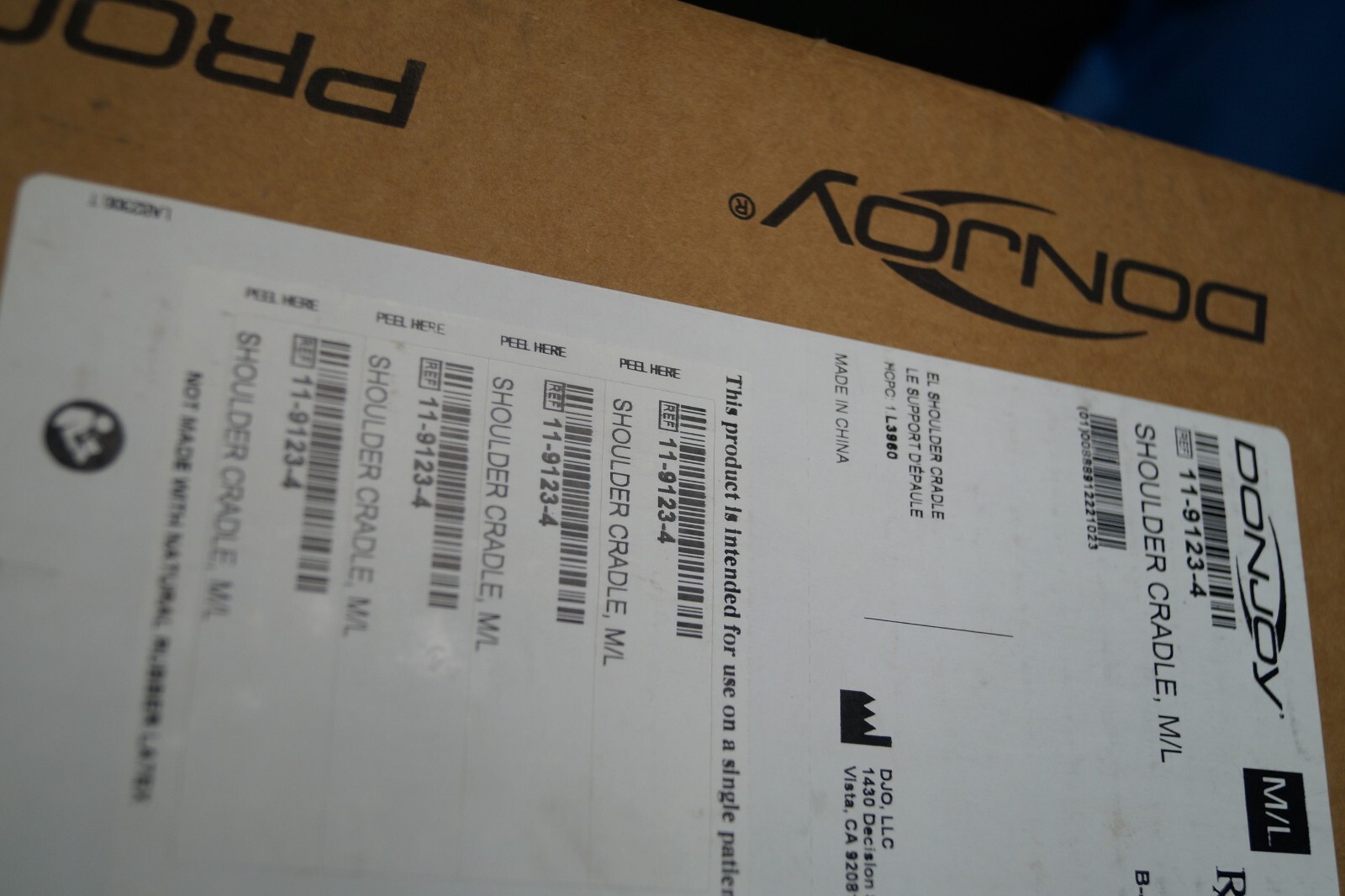 DONJOY Shoulder Cradle 11-9123-4 BRAND NEW in ORIGINAL BOX DJO Modular M/L