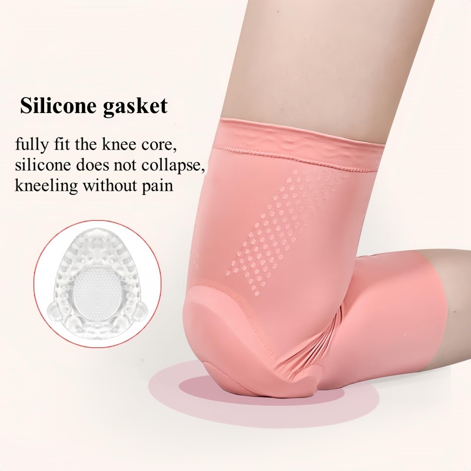 Compression Knee Sleeve With Gel Pads Yoga Dance Cheer Beige 1 PR