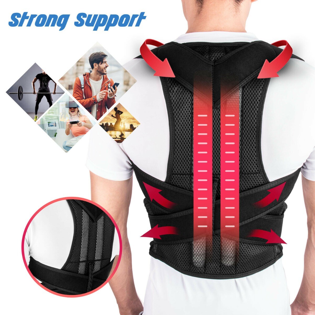 Back Posture Correction Shoulder Corrector Support Brace Belt Therapy Men Women