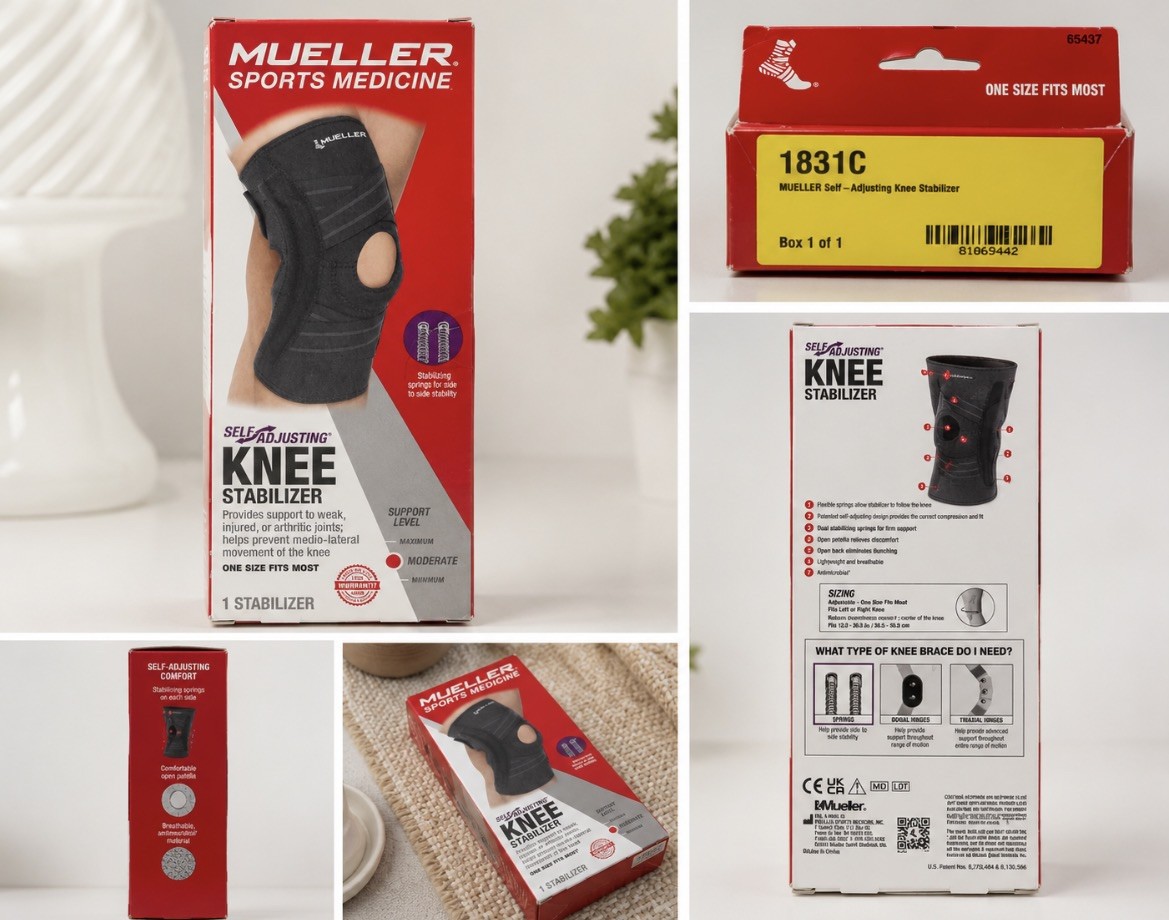 Mueller Self Adjusting Knee Stabilizer, Black, One Size Fits Most