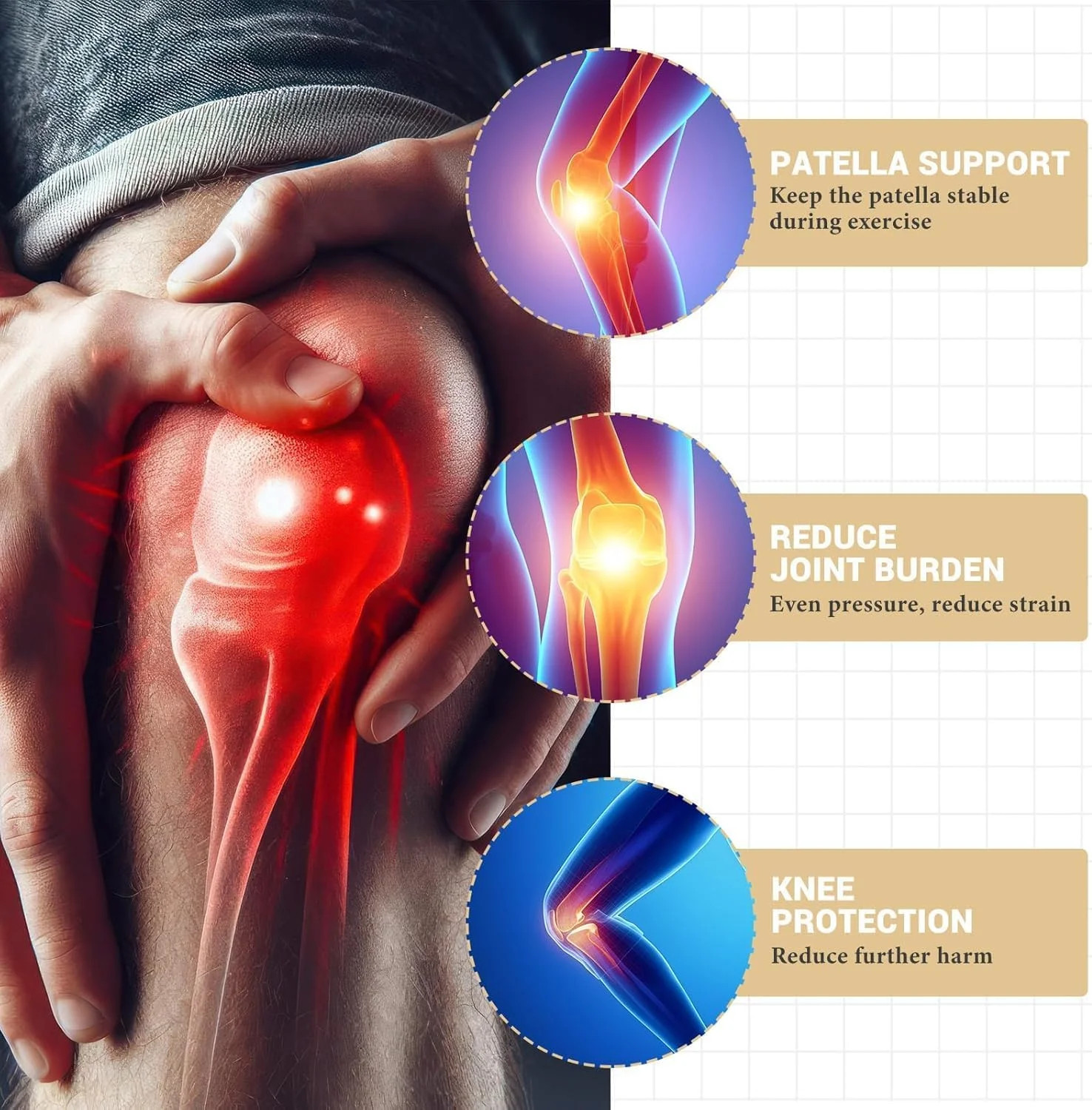 2 Pack Patella with Knee Pads for Patella Tendon Pain Relief – Knee Brace for Te