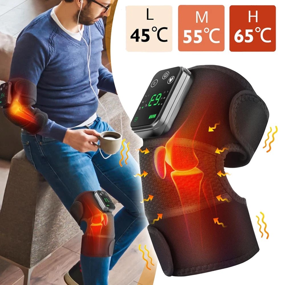 Electric Knee Massager Heated Vibration Joint Brace Therapy Shoulder Pain Relief