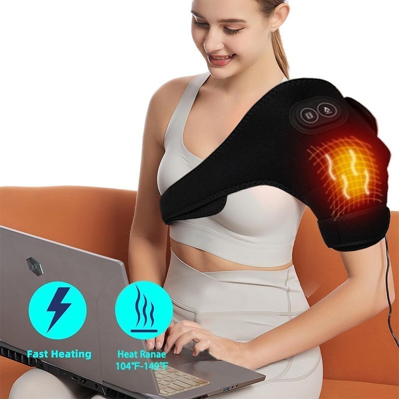 Electric Heated Vibration Knee Joint Brace Therapy Shoulder Massager Pain*Relief