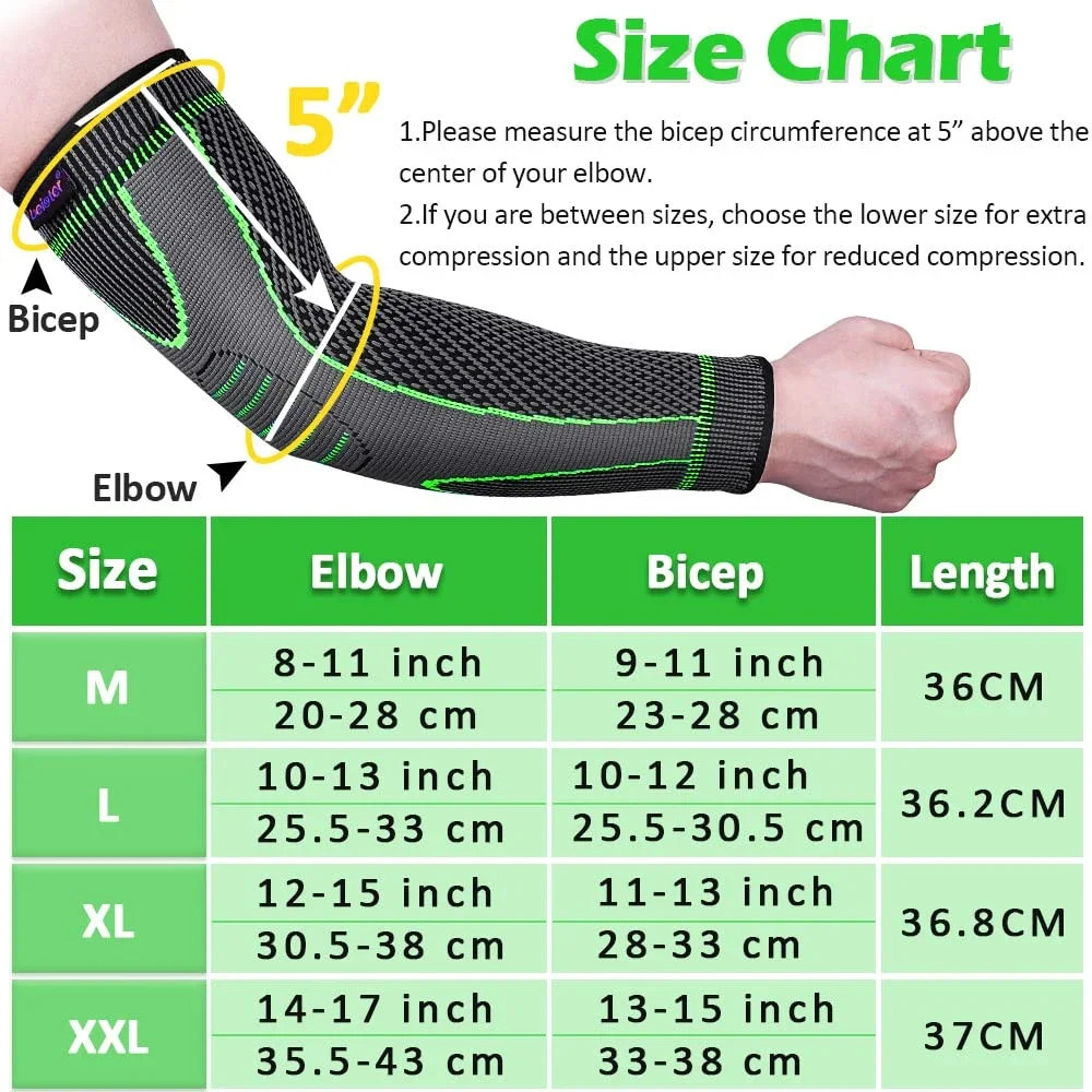 Elbow Pads Compression Arm Sleeves , Non-Slip Breathable Arm Support Arthritis