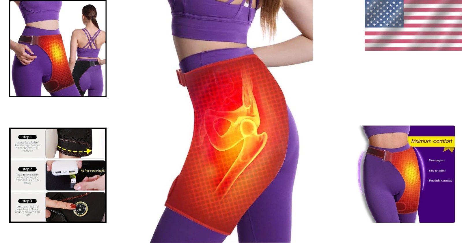 Hip Heating Pad for Hip Pain Relief,Hip Support Brace for Sciatica Pain Relief