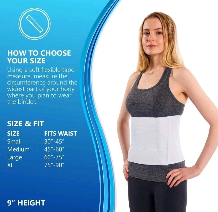 Nyortho Abdominal Binder Brace For Lower Waist Stabilization/Compression Large