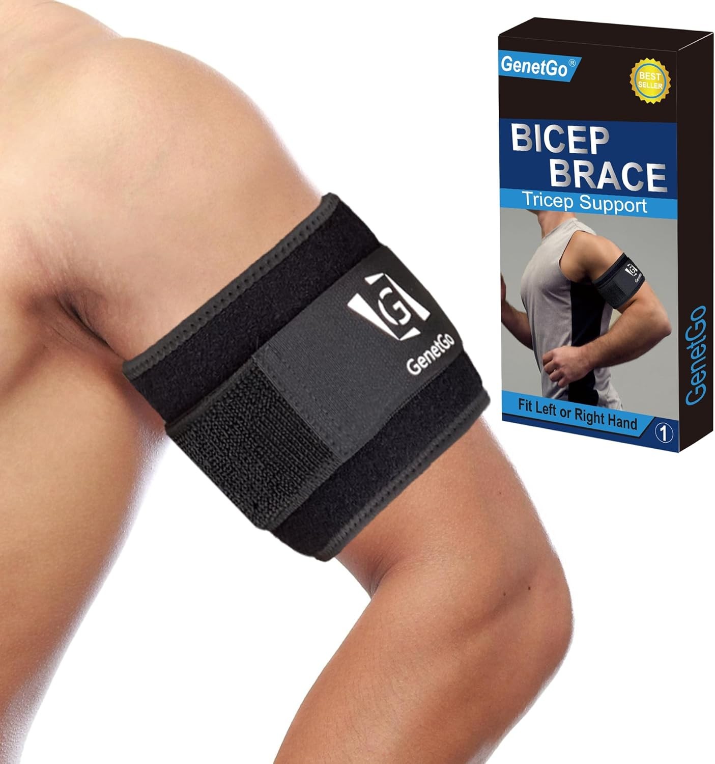 GenetGo Bicep & Tricep Tendonitis Brace Compression Sleeve – Pain Relief for Bic