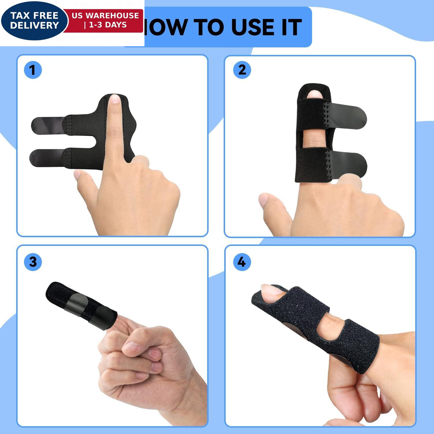 Bozenu Finger Splint, Universal Trigger Brace for One Size, Black