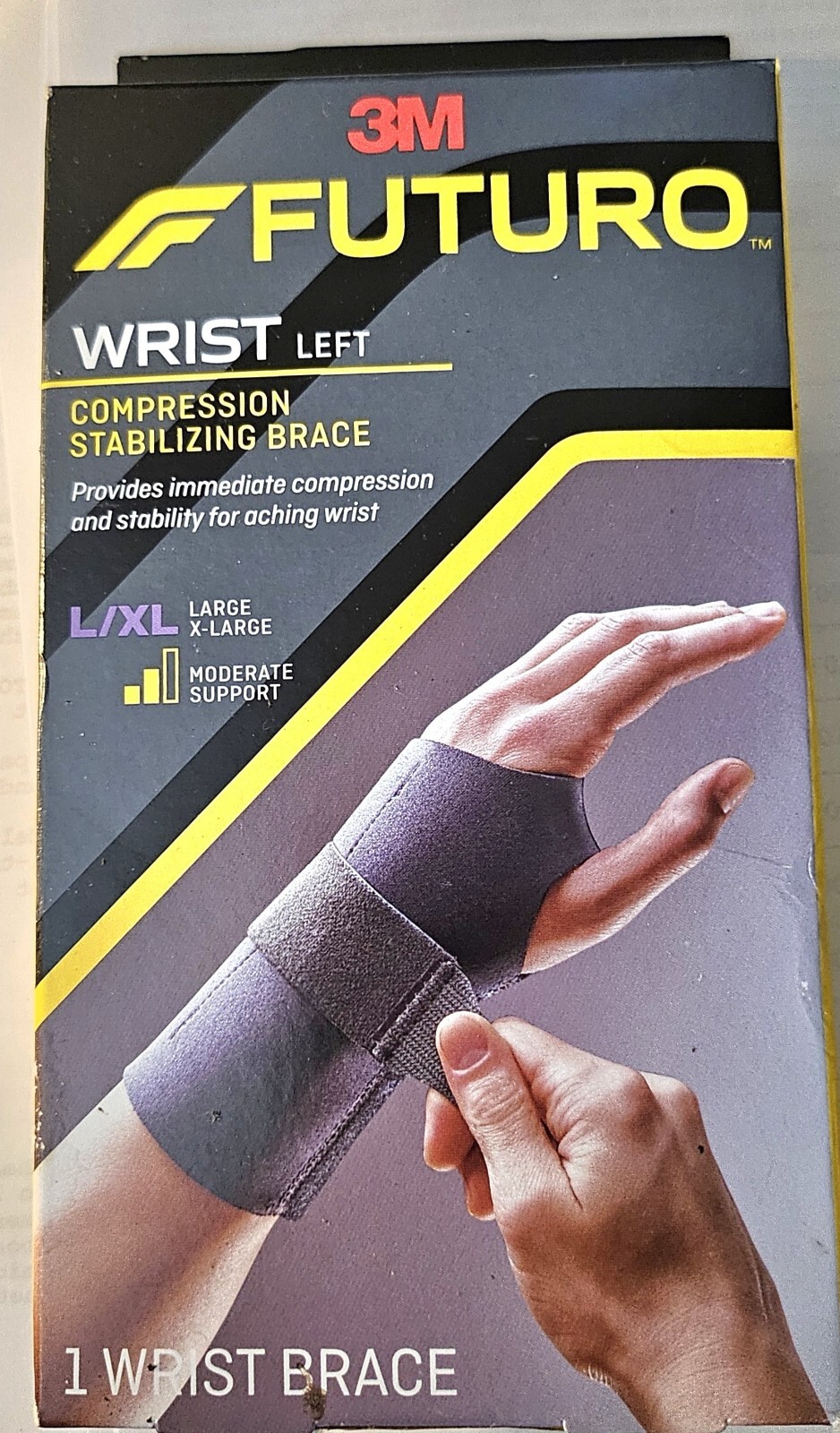 FUTURO-BY 3M-LEFT WRIST COMPRESSION STABILIZING BRACE-MODERATE SUPPORT-L/XL