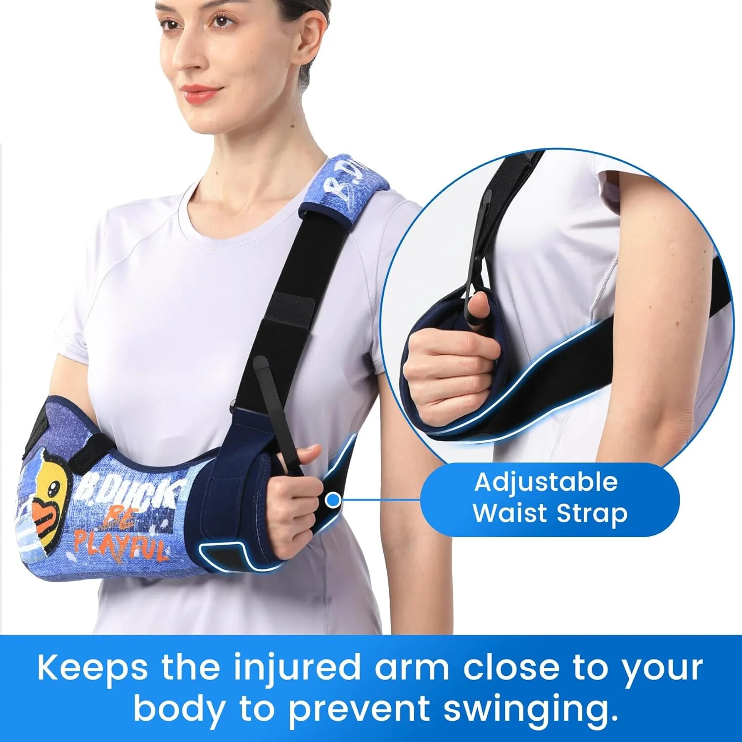 Velpeau Adult Arm Sling W/ Waist Strap B.DUCK Right Hand Arm Support Brace