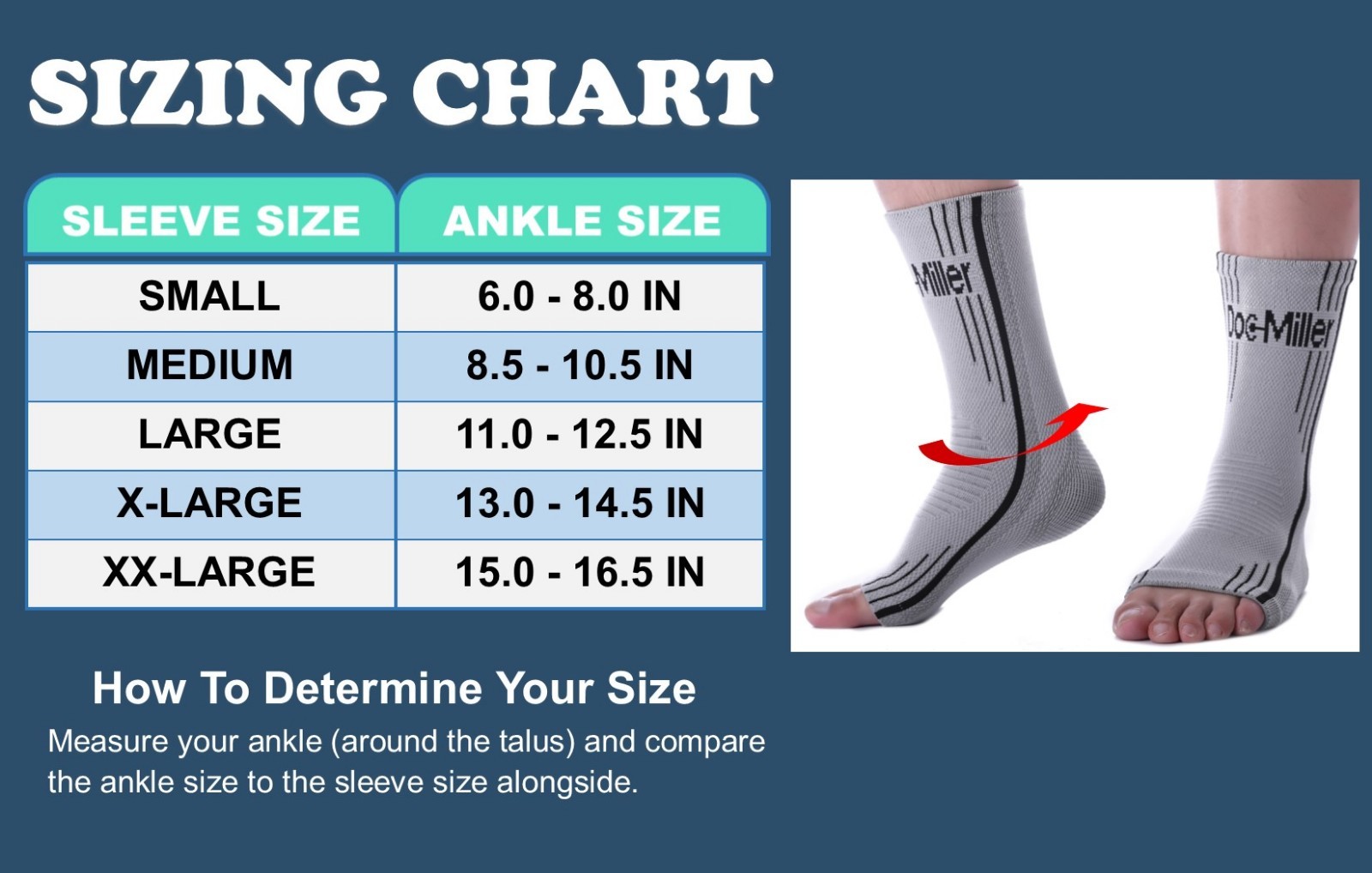 DOC MILLER MANGAS DE COMPRESION BRACE PARA TOBILLOS FASCITIS PLANTAR TENDONITIS