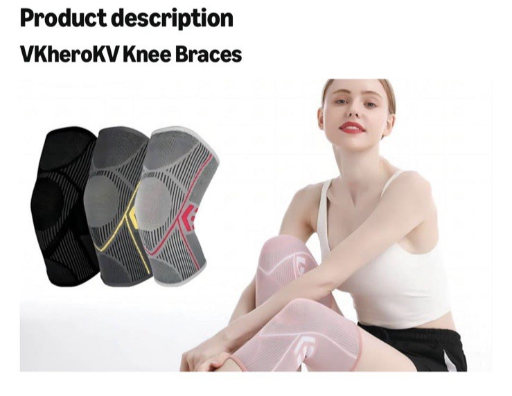 Knee Brace Unisex Sleeve for Pain Support Compression (1) Pair Black Large *NWT*