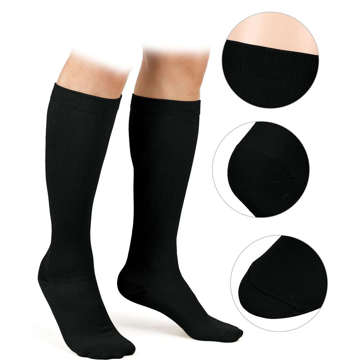 3 Pairs Compression Socks Knee High 20-30mmHg Graduated Support Men Women S-XXL