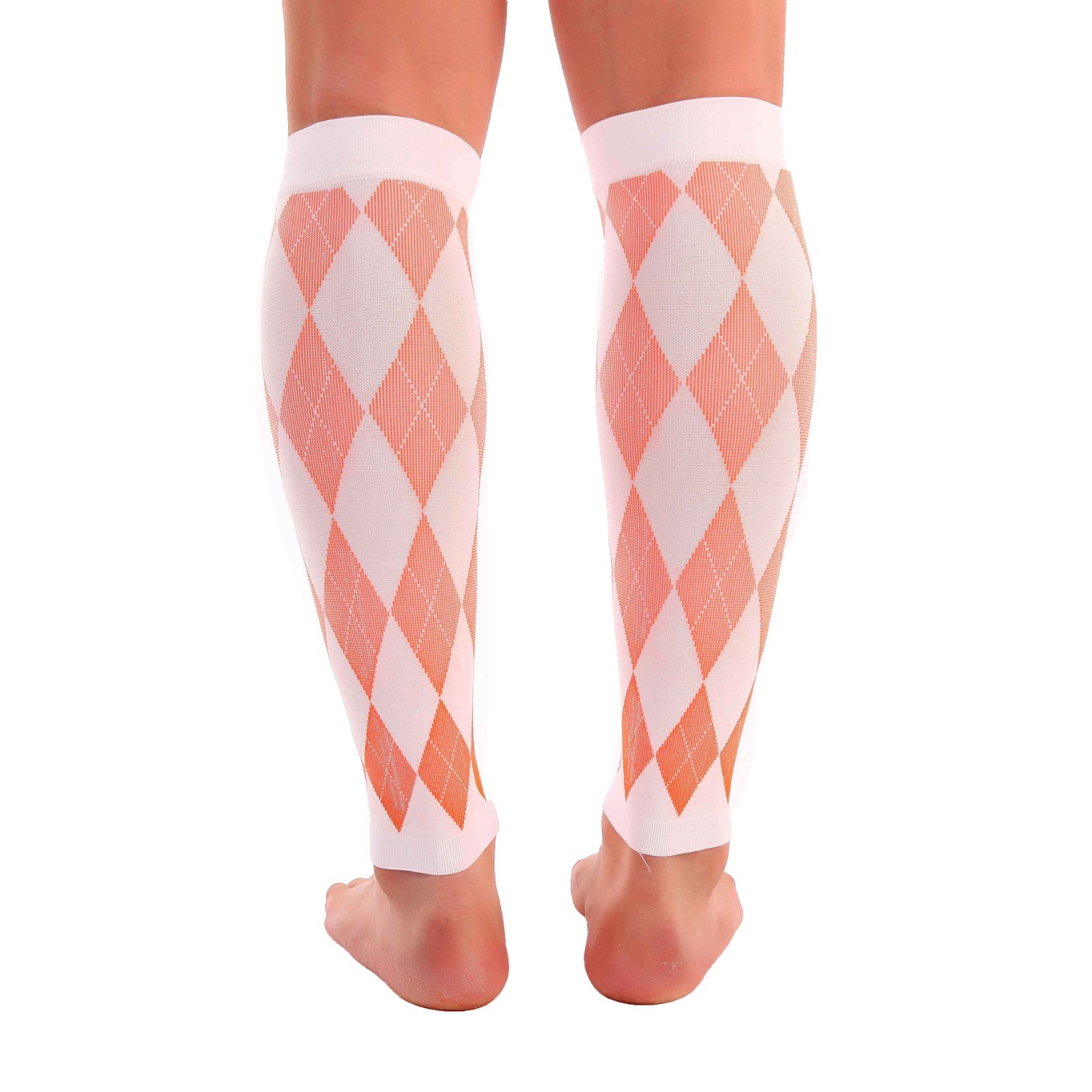 Compression Sleeve Doc Miller Calf 20-30mmHg Recover Varicose Veins WHITE/ORANGE